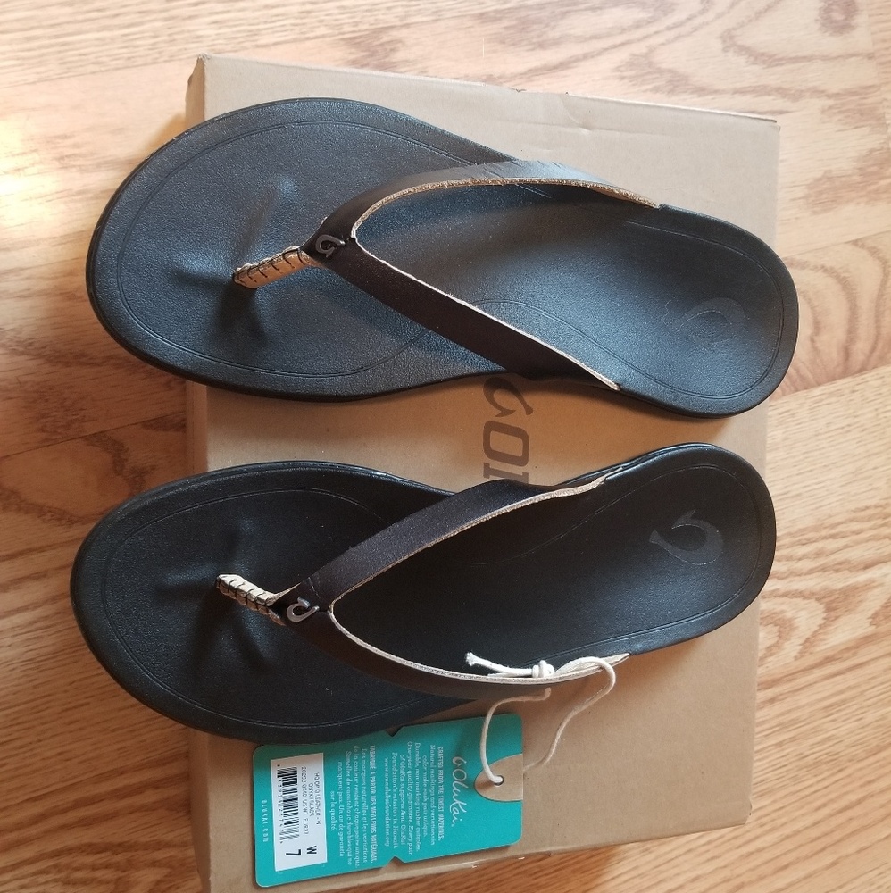 Womens Olukai Ho'opio leather flip flops